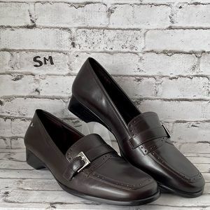 Etienne Aigner Women’s Leather Slip On Brown Loafers Old Money Preppy Size 9M
